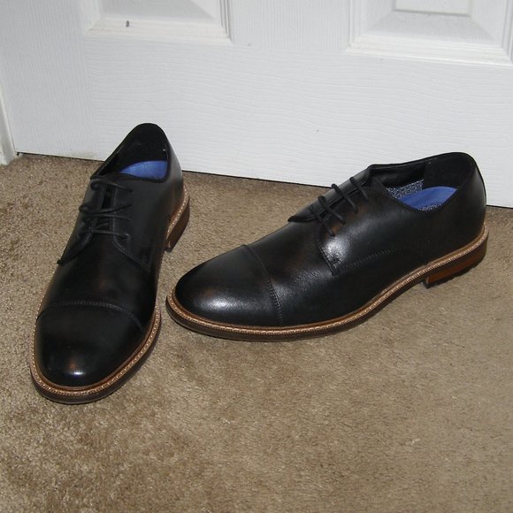 👞 NEW size 8M MENS Vince Camuto Black Leather Dress shoes Oxford - Picture 2 of 11